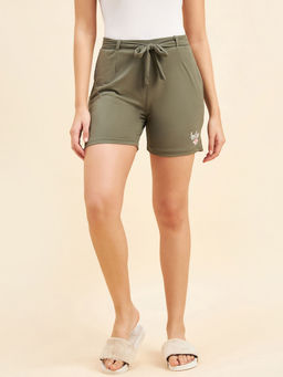 Sweet Dreams - Olive Solid Shorts with Belt (Set of 2)
