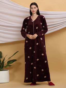 Sweet Dreams - Maroon Printed Night Dress