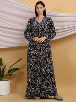 Sweet Dreams - Black Printed Night Dress