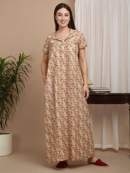 Sweet Dreams - Beige Printed Nighty