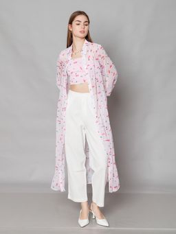 Zink London - Womens Pink Printed Regular Fit Co-Ord (Set of 3)