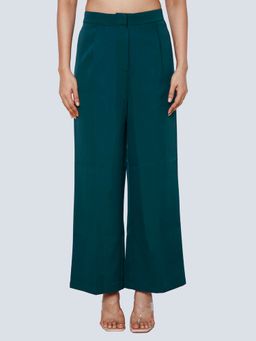 Zink London - Womens Green Solid Straight Trouser