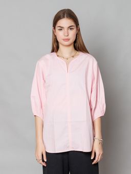 Zink London - Womens Pink Solid Relaxed Fit Top