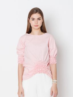 Zink London - Womens Pink Solid Regular Fit Top