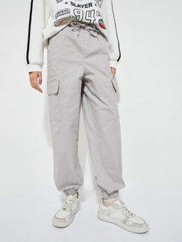 max - Grey Alaya F X Urb_N Women Solid Baggy Fit Cargo Joggers