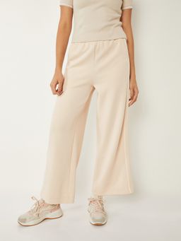 max - Beige Women Solid Butter Soft Sports Track Pant