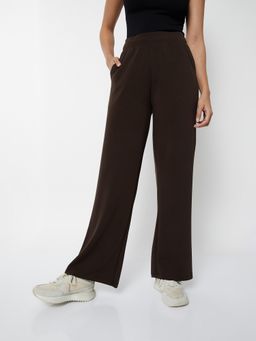max - Brown Women Solid Wide Leg Sports Track Pant