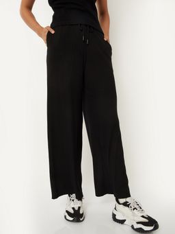 max - Black Women Ribbed Track Pant