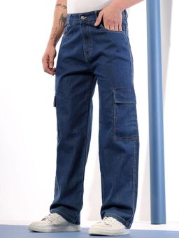 KOTTY - Men Blue Solid Straight Fit Mid-Rise Stretchable Jeans