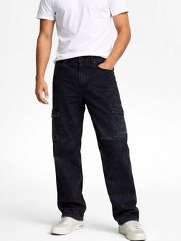 KOTTY - Men Charcoal Durable Denim Cargo Pocket Jeans
