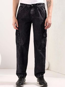 KOTTY - Men Black Cargo Pocket Jeans