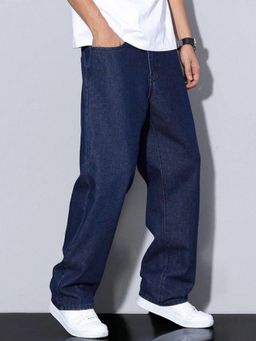 KOTTY - Men Blue Solid Baggy Mid-Rise Jeans