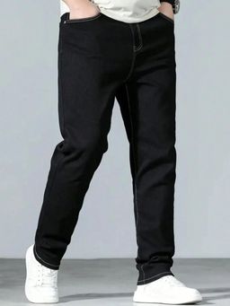 KOTTY - Men Black Solid Slim Fit Mid-Rise Stretchable Jeans