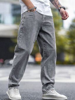 KOTTY - Men Grey Solid Relaxed Fit Cotton Jeans