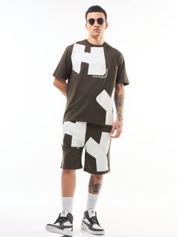 Bewakoof - Men's Brown Typography Oversized Co-ordinates