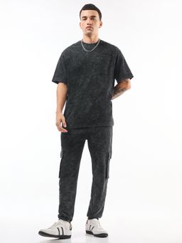 Bewakoof - Heavy Duty 1.0 Men's Black Oversized Acid Wash Co-ordinates