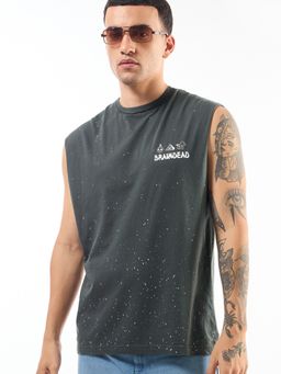 Bewakoof - Men's Grey Graphic Printed Oversized Vest
