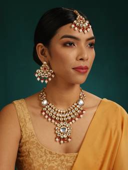 MINAKI - White Ketki Kundan Jewellery Set