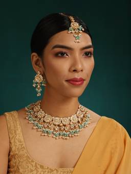 MINAKI - Blue Kaisha Kundan Jewellery Set