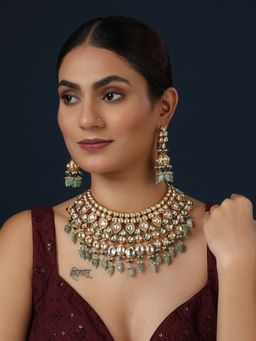 MINAKI - Manikya Green Mohini Kundan Set
