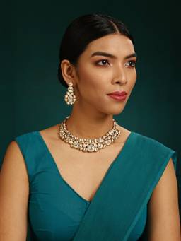 MINAKI - White Afra Kundan Choker Jewellery Set