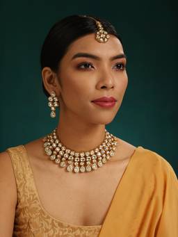 MINAKI - Dareen White Kundan Jewellery Set