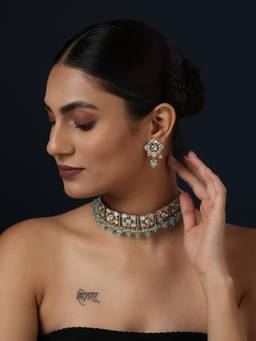 MINAKI - Blue Neelzara Polka Jewellery Set