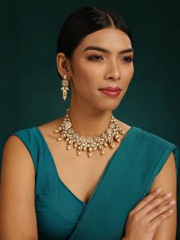 MINAKI - Mahwish White Kundan Jewellery Set