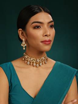 MINAKI - Aiza White Kundan Choker Jewellery Set