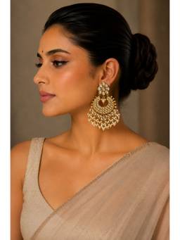 VIVINIA By Vidhi Mehra - Polka Chandbali Earrings With Pearl Drops