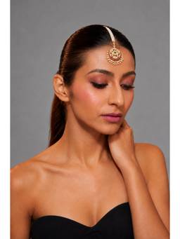 VIVINIA By Vidhi Mehra - Gold Finish Kundan Polka Maangtikka