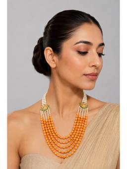 VIVINIA By Vidhi Mehra - Orange Beaded Necklace