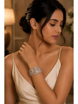VIVINIA By Vidhi Mehra - White Finish Zircon Kada