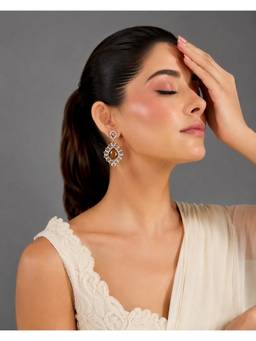 VIVINIA By Vidhi Mehra - Gold Finish Stones Dangler Earrings