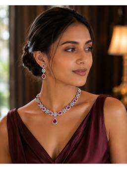 VIVINIA By Vidhi Mehra - White Finish Zircon Jewellery Set