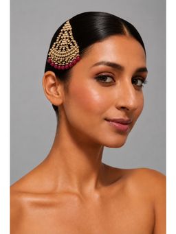 VIVINIA By Vidhi Mehra - Gold Finish Kundan Polka & Red Onyx Pasa