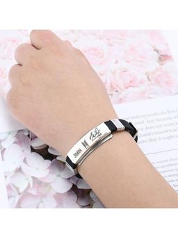Yellow Chimes - Men Silver-Toned & Black BTS JIMIN Signature Wraparound Bracelet