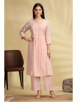 Cotton Culture - Pink Embroidered Straight Kurta with Pant