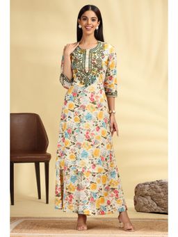 Cotton Culture - Off White Embroidered Straight Kurta with Palazzo