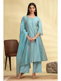 Cotton Culture - Chanderi Embroidered Kurta with Pant and Dupatta