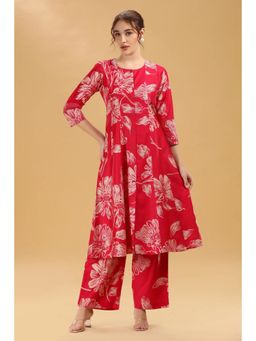 Cotton Culture - Rani Pink Soft Silk Printed Straight Kurta with Pant