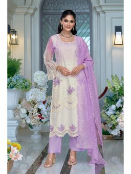 Autumnlane - Kaynat Lavender Full Work Kurta with Pant and Dupatta