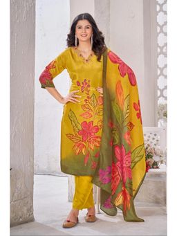 Autumnlane - Malti Marigold Shimmer Work Kurta with Pant and Dupatta
