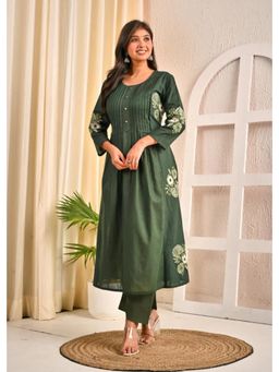 Autumnlane - Sarvari Olive Embroidery Kurta with Pant