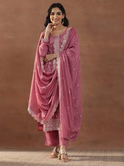 Libas - Pink Kurta with Pant and Dupatta (Set of 3)