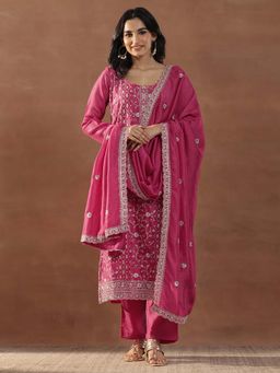 Libas - Pink Kurta with Pant and Dupatta (Set of 3)