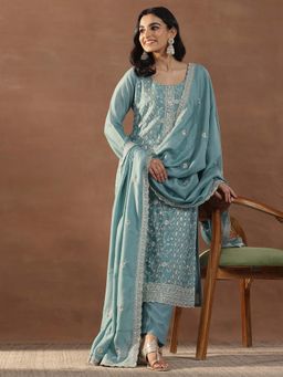 Libas - Blue Kurta with Pant and Dupatta (Set of 3)