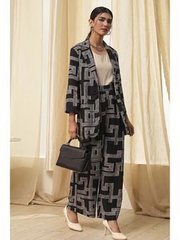 Biba - Women's Black Viscose Printed Co-Ord (Set of 3)