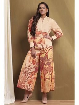 Biba - Women's Cream Cotton Printed Co-Ord (Set of 2)