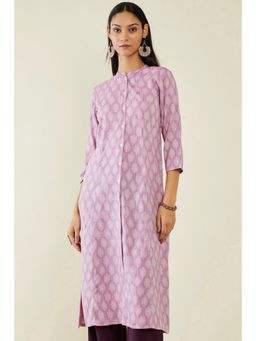 Soch - Women Purple Rayon Printed Kurta